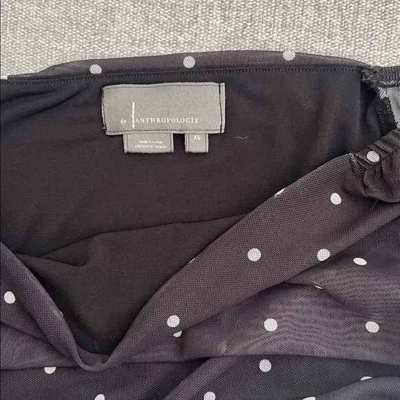 Black and White Puff Sleeve Ruched Blouse - Picture 4 of 5